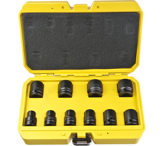 Набор ударных головок Hanskonner CrMo 10 шт 10-24 мм, посадка 1/2, короткие HK1045-18-1/2S 1