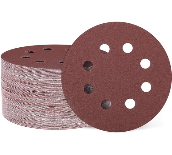 Круг шлифовальный с отверстиями на ворсовой подложке STRONER 125 мм P120 50 шт/уп velcro125p120-50 1