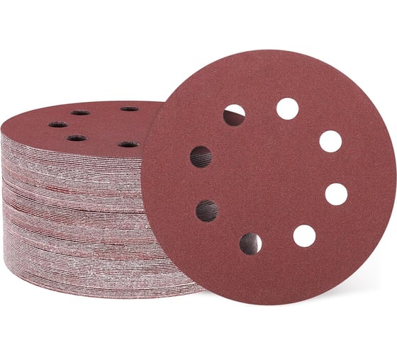 Круг шлифовальный с отверстиями на ворсовой подложке STRONER 125 мм P180 50 шт/уп velcro125p180-50 1
