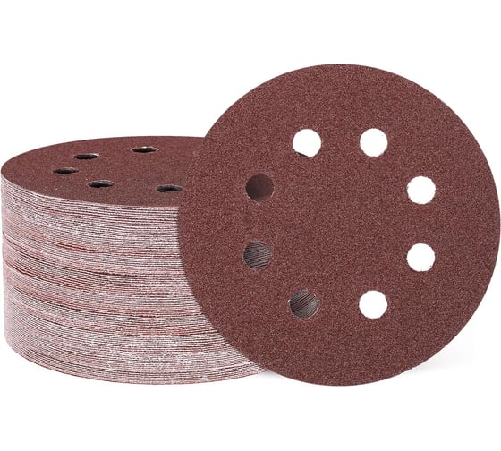 Круг шлифовальный с отверстиями на ворсовой подложке STRONER 125 мм P60 50 шт/уп velcro125p60-50 1