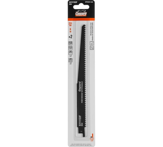 Пилка сабельная по дереву с гвоздями GEPARD S1111DF 2 шт. GP0641-03 1