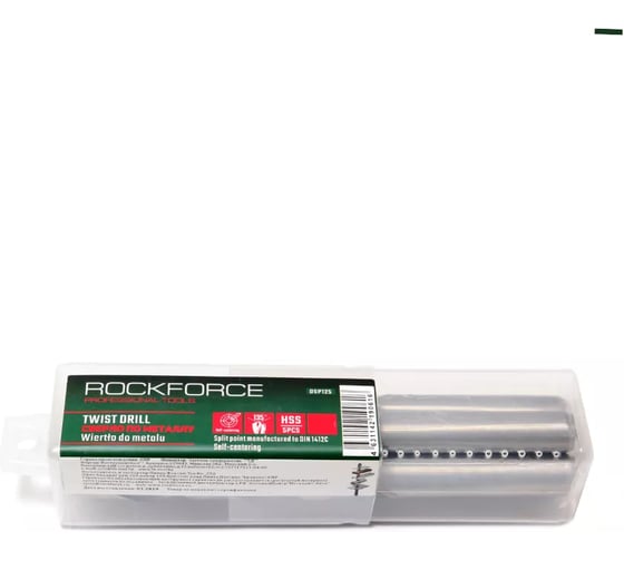Сверло по металлу Rockforce 12мм HSS(5шт), в пластиковом футляре RF-DSP120(29172) 1