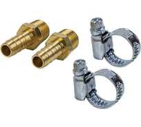 Штуцер пневматический наружная резьба 1/2- елочка 18мм ( к-т 2 шт. + хомуты для крепежа) в блистере RF-MH08/12/18мм/к-т 2 шт/(58790)