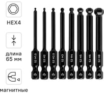 Набор магнитных бит RAGE для шуруповерта HEX 65 мм со сферической головкой 8 шт 303258