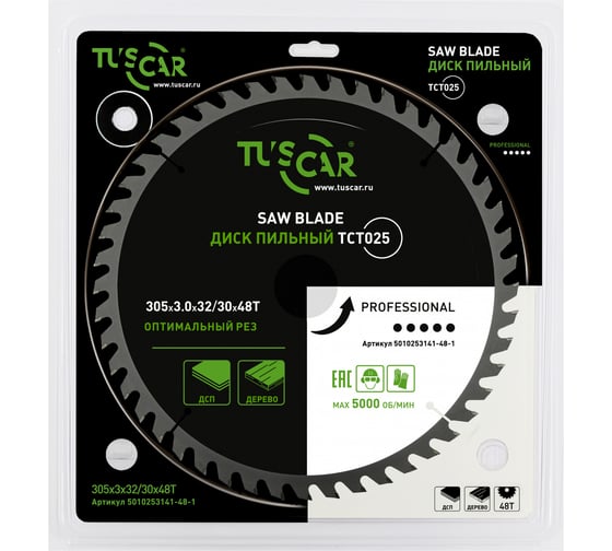 Диск пильный TUSCAR TCT025, Professional, 305х32/30x48T, дерево 5010253141-48-1 1