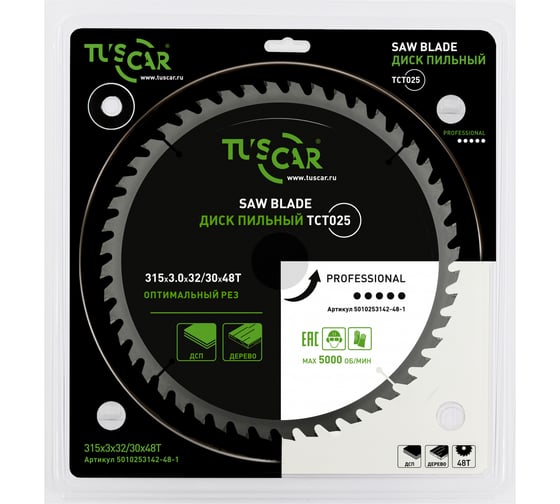 Диск пильный TUSCAR TCT025, Professional, 315х32/30x48T, дерево 5010253142-48-1 1