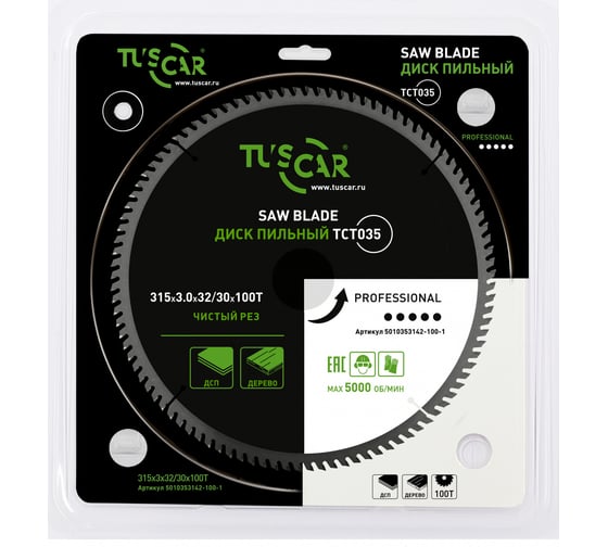 Диск пильный TUSCAR TCT035, Professional, 315х32/30x100T, дерево 5010353142-100-1 1