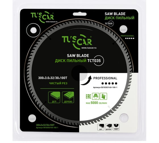 Диск пильный TUSCAR TCT035, Professional, 300х32/30x100T, дерево 5010353140-100-1 1