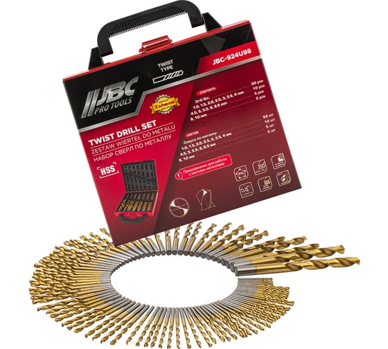 Сверла по металлу JBC набор 99 предметов (для работы с мягкими металлами) JBC-924U98(62859) 1
