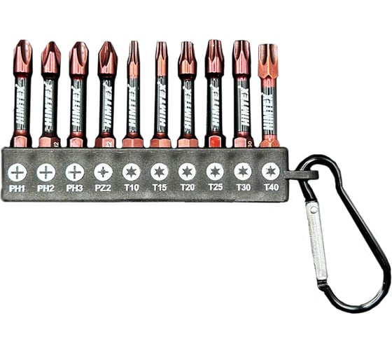 Набор HIMTEX 10 бит с карабином, 50мм BITSSET1050 1