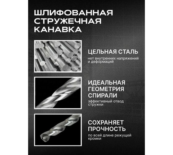 Сверло SPK 6.6мм цх DIN340/ГОСТ 886-77 Класс А1 Р6М5К5/HSS-E 10 шт A6,6DIN340M35