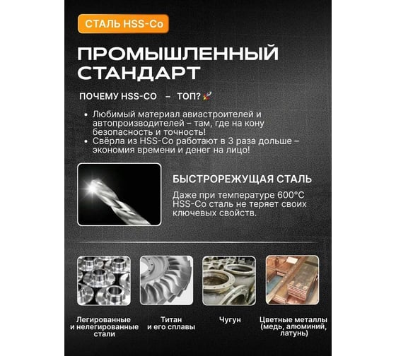 Сверло SPK 11.9мм цх DIN340/ГОСТ 886-77 Класс А1 Р6М5К5/HSS-E 5 шт A11,9DIN340M35
