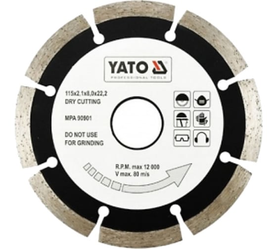 Отрезной алмазный диск для сухой резки YATO 115мм, 4 шт YT-6002Y 1