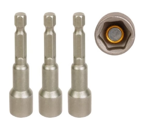 Головка магнитная Workpro 12мм (65мм, хвостовик HEX 1/4) -3шт WP408207 1