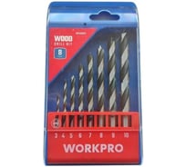 Набор сверл по дереву Workpro (3-10мм) 8шт WP402017