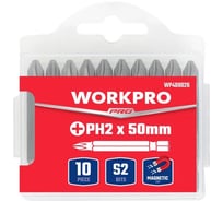 Набор ударных бит Workpro PRO IMPACT PH2, 50мм -10шт (сталь S2, хвостовик HEX 1/4) WP408039