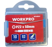 Набор ударных бит Workpro PRO IMPACT PZ2, 50мм -10шт (сталь S2, хвостовик HEX 1/4) WP408042