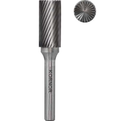 Бор-фреза KORNOR B1020M06 цилиндрическая с торцом (1-ая насечка) 321102006 1