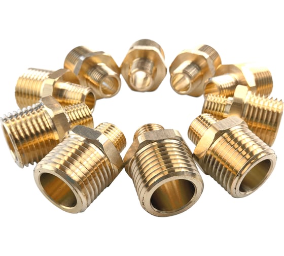 Ниппель латунный переходной пневмо (10 шт; 1/2"НР - 1/4"НР) Профитт 9276270 1