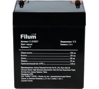 Батарея для ИБП Filum AGM VRLA 12 В, 5 Ач, (ШхВхГ) 90х106х70 мм, с клеммой Т1 FL-B1250T1