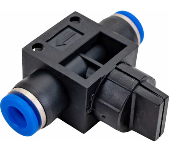 Прямой фитинг цанговый с краном 6 мм - 6 мм Pegas pneumatic 6001