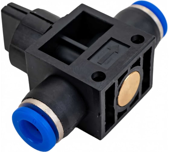 Прямой фитинг цанговый с краном 6 мм - 6 мм Pegas pneumatic 6001
