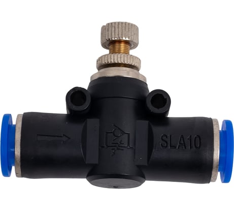 Фитинг цанговый с краником прямой 10 мм - 10 мм Pegas pneumatic 6010