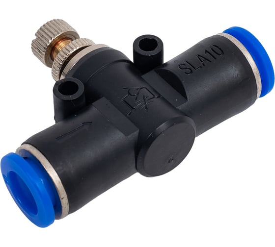 Фитинг цанговый с краником прямой 10 мм - 10 мм Pegas pneumatic 6010