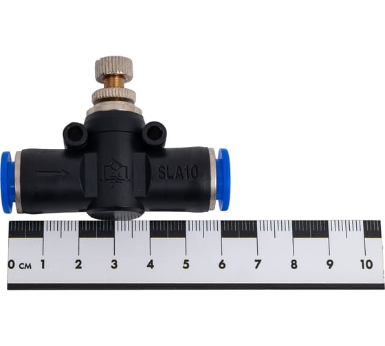 Фитинг цанговый с краником прямой 10 мм - 10 мм Pegas pneumatic 6010