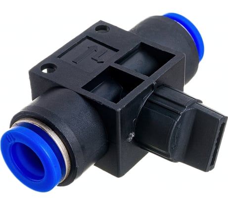 Прямой фитинг цанговый Pegas с краном 10 мм - 10 мм Pegas pneumatic 6006