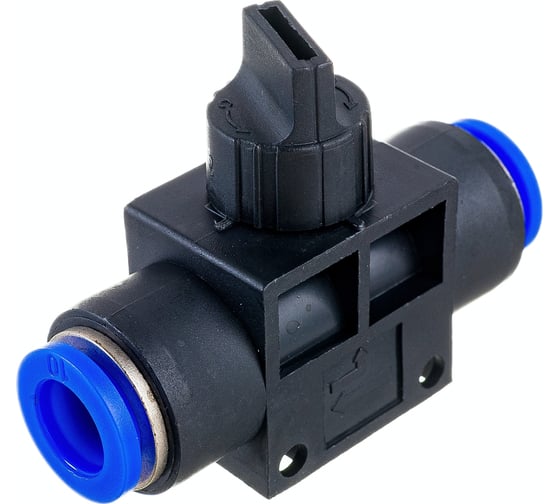 Прямой фитинг цанговый Pegas с краном 10 мм - 10 мм Pegas pneumatic 6006