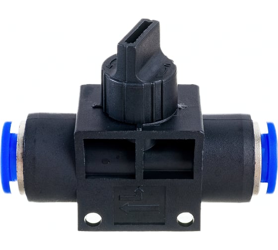 Прямой фитинг цанговый Pegas с краном 10 мм - 10 мм Pegas pneumatic 6006