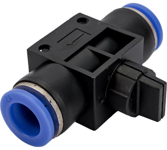 Прямой фитинг цанговый с краном 12 мм - 12 мм Pegas pneumatic 6007