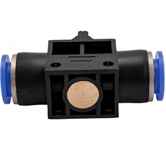 Прямой фитинг цанговый с краном 12 мм - 12 мм Pegas pneumatic 6007