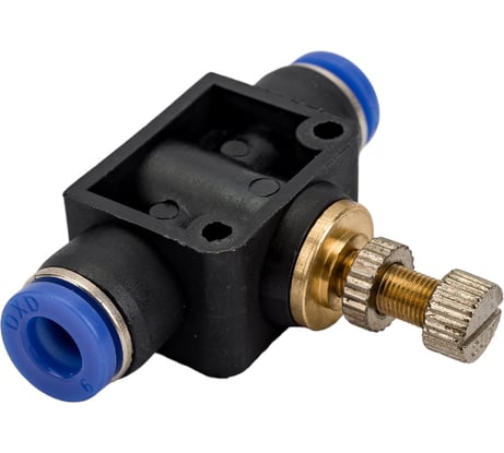 Фитинг цанговый с краником прямой 6 мм - 6 мм Pegas pneumatic 6008