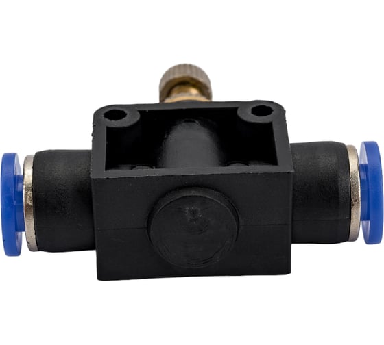 Фитинг цанговый с краником прямой 6 мм - 6 мм Pegas pneumatic 6008