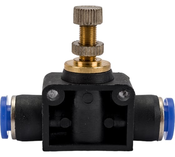 Фитинг цанговый с краником прямой 6 мм - 6 мм Pegas pneumatic 6008