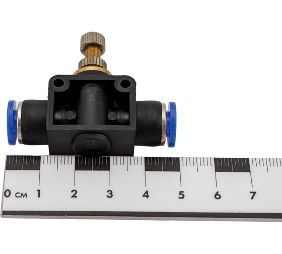 Фитинг цанговый с краником прямой 6 мм - 6 мм Pegas pneumatic 6008