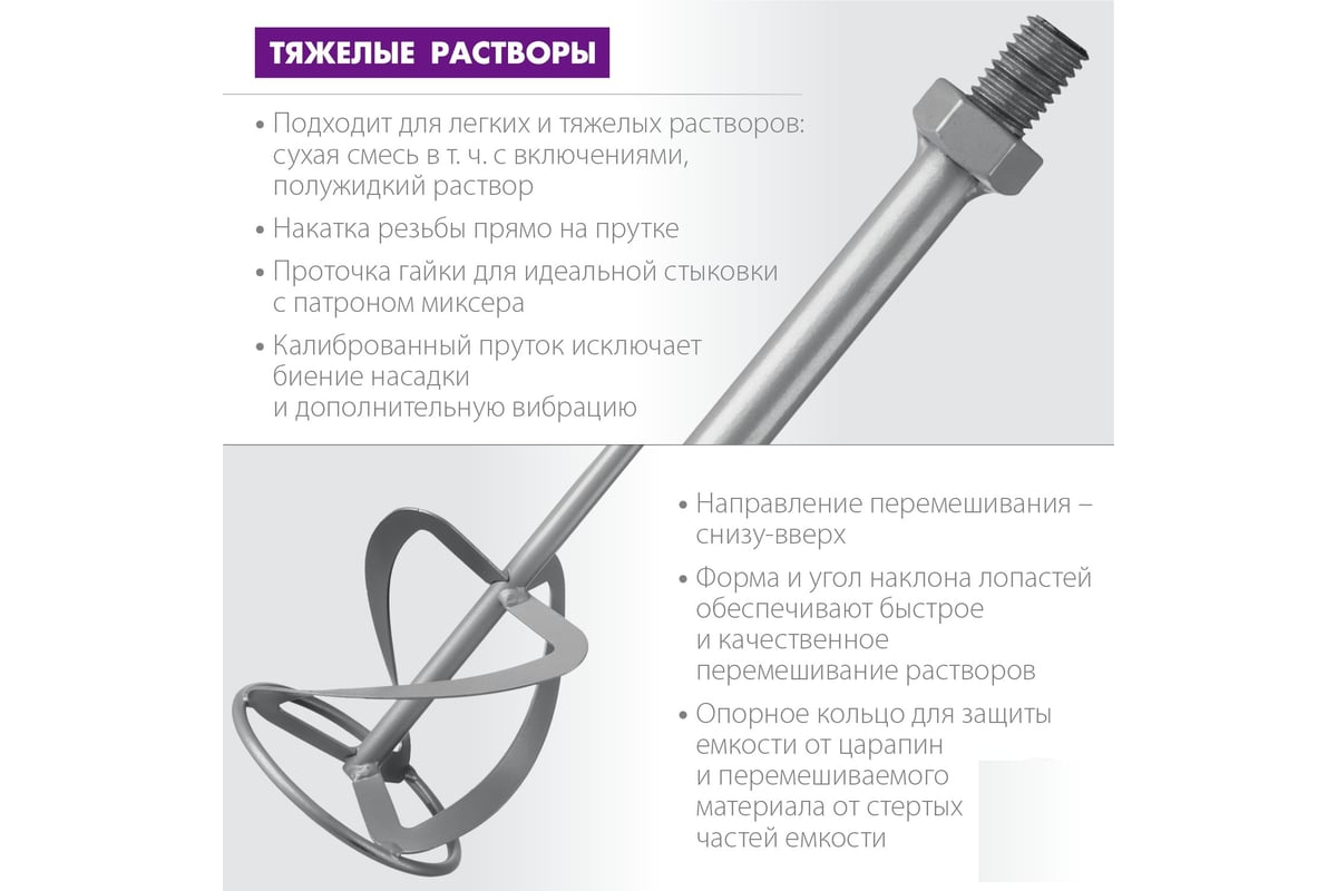 Насадка-миксер ЗУБР Профессионал 140 мм, М14, для тяжелых растворов МНТ ...