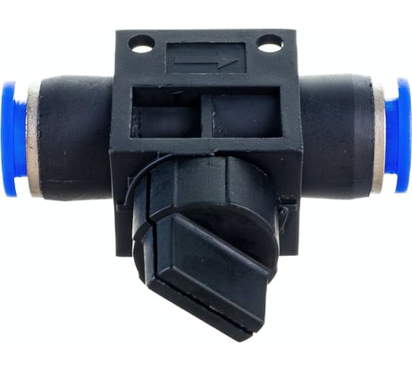 Прямой фитинг цанговый с краном 8 мм - 8 мм Pegas pneumatic 6005