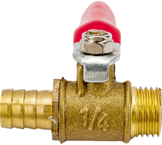 Краник латунный елочка 10 мм - резьба наружная 1/4" Pegas pneumatic 4417