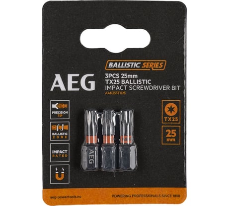 Биты ударные AAK253TX25 (3 шт; TX25; 25 мм) AEG 4932479175