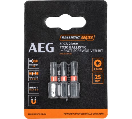 Биты ударные AAK253TX20 (3 шт; TX20; 25 мм) AEG 4932479174