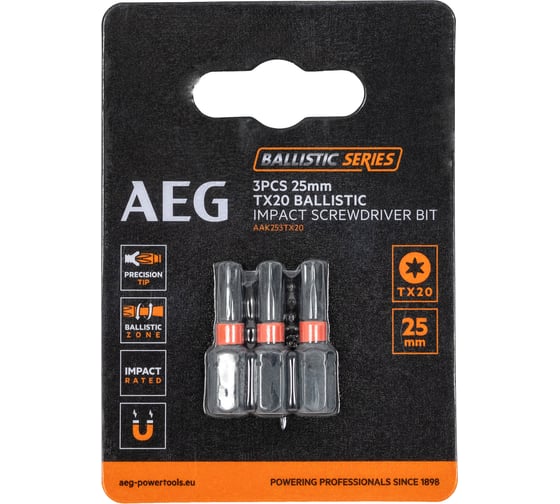 Биты ударные AAK253TX20 (3 шт; TX20; 25 мм) AEG 4932479174