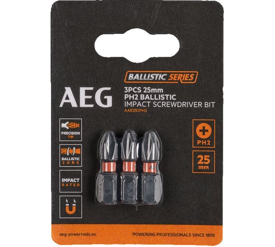 Биты ударные AAK253PH2 (3 шт; PH2; 25 мм) AEG 4932479168 1