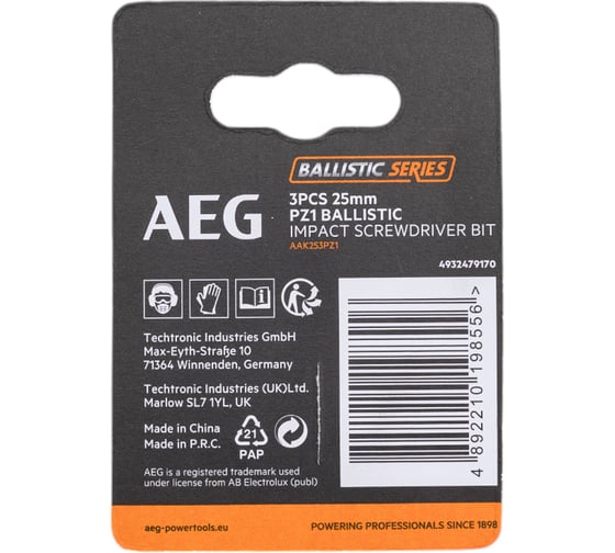 Биты ударные AAK253PZ1 (3 шт; PZ1; 25 мм) AEG 4932479170