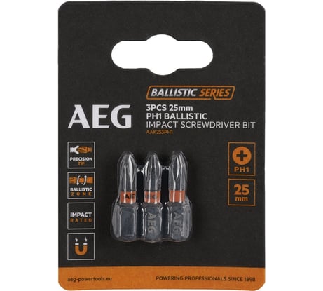 Биты ударные AAK253PH1 (3 шт; PH1; 25 мм) AEG 4932479167