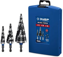 Набор ступенчатых сверл Зубр Профессионал BLACK FORCE 3 шт., 4-32мм, винтовая проточка 29671-4-32-H3