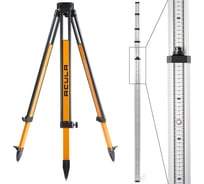 Комплект геодезический ACULA штатив Geo 12-S (высота 99-173 см, фикс. ножек на винтах, алюминиевый нивелирный, площадка 125 мм, резьба 5/8) + Нивелирная рейка TLS 7 (7м) LA00153