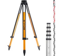 Комплект геодезический ACULA штатив Geo 12-S (высота 99-173 см, фикс. ножек на винтах, алюминиевый нивелирный, площадка 125 мм, резьба 5/8) + Нивелирная рейка TLS 5 (5м) LA00152